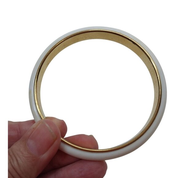 White & Gold Monet Bangle Bracelet - Picture 4 of 5